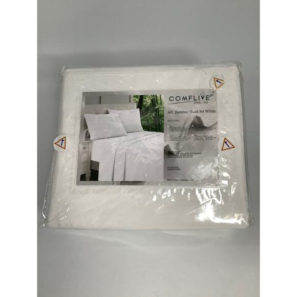 Comflive Angel l4 pc Bamboo sheet set B138 white - Picture 1 of 4